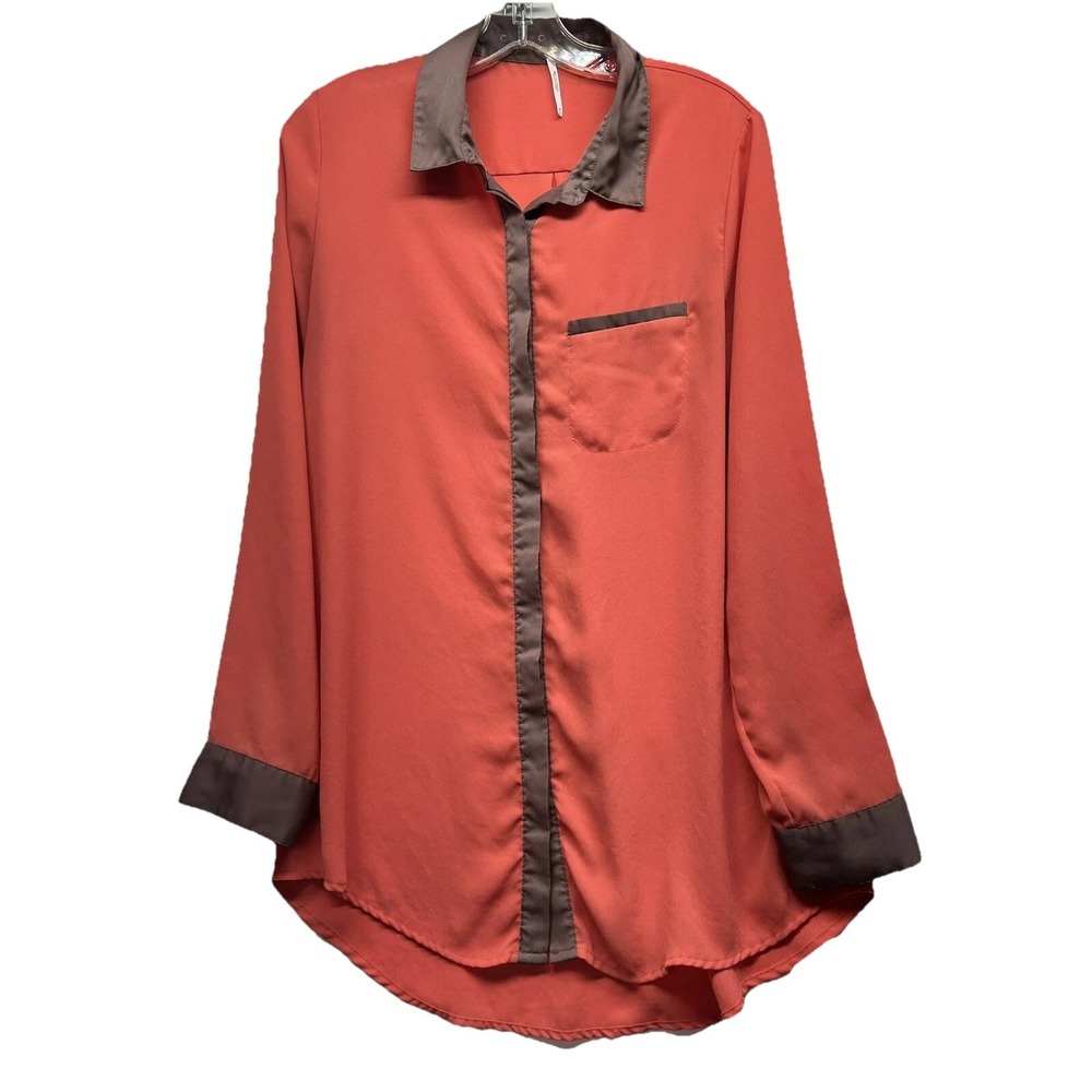 Free People Womens Medium Polyester Orange Blouse (D7)